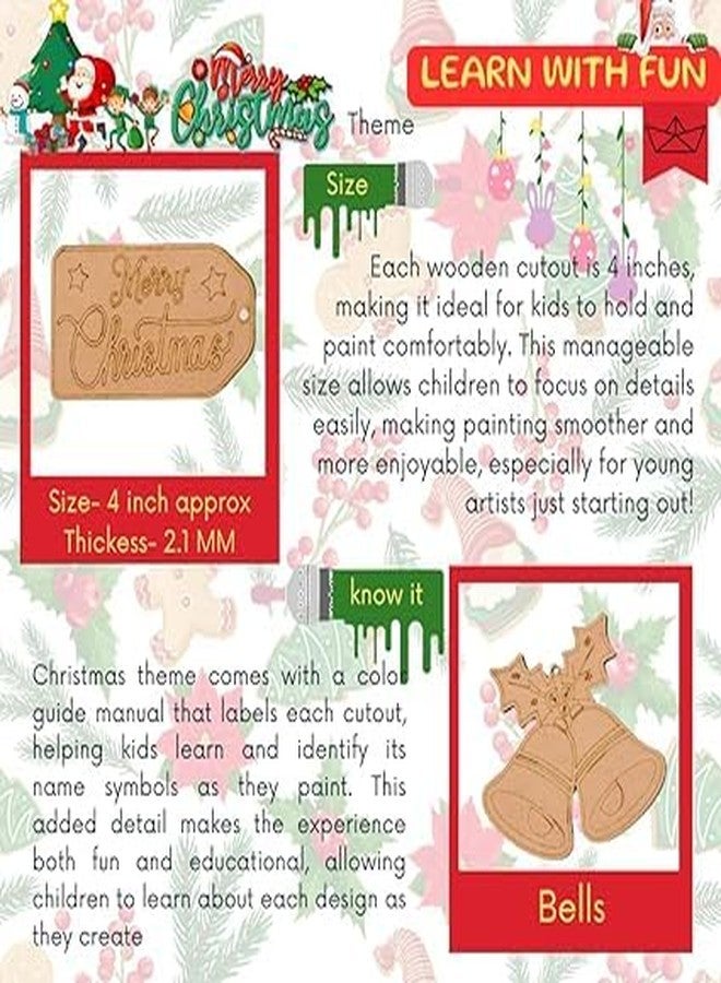 CRAFTER60 DIY Wooden Painting Kit for Kids 5+ - DIY Art & Craft Set with Paints, Brushes & Cutouts - Educational Creative Toy (Christmas) - Image 5
